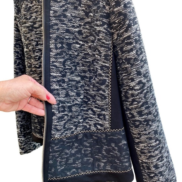 Chicos size 2 Mixed Jacquard Tweed and Jersey Knit Stylish Jacket (US L) NWOT - Picture 6 of 9